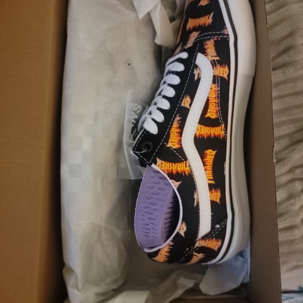Vans Thrasher Black and Orange Sneakers M 9.5